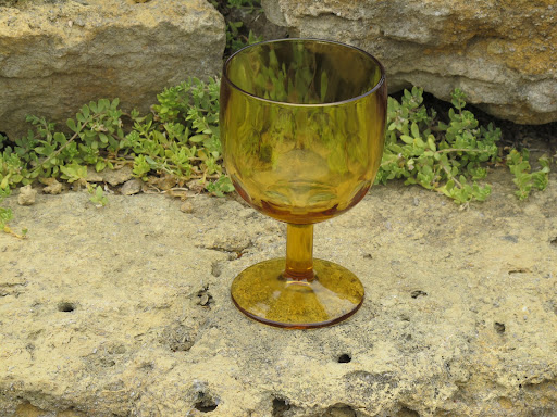 Assorted amber goblets available for rent from www.momentarilyyours.com, $1 each.