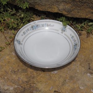 Blue Floral China Bowls with Silver Accents