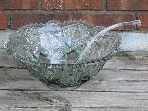 Crystal sun punch bowl and ladle available for rent from www.momentarilyyours.com, $4/set.