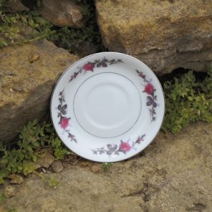 Silver Rose China Saucers