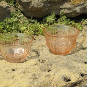 Assorted Pink Depression Glass Teacups