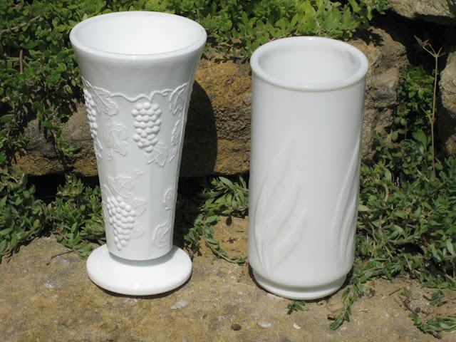 Wide-Mouth Milk Glass Vases from the rental inventory of www.momentarilyyours.com