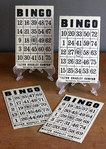 Vintage bingo cards from the rental inventory of www.momentarilyyours.com, $0.50 each.