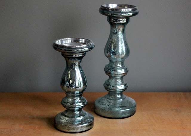 Mercury Glass Pillar Holders from the rental inventory of www.momentarilyyours.com