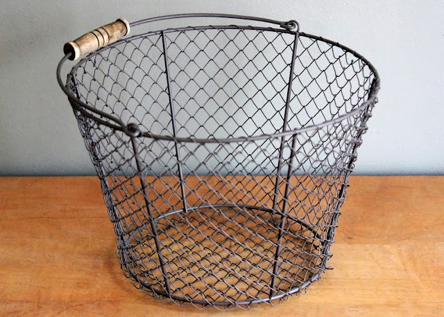 Wooden-Handled Chicken Wire Basket from the rental inventory of www.momentarilyyours.com