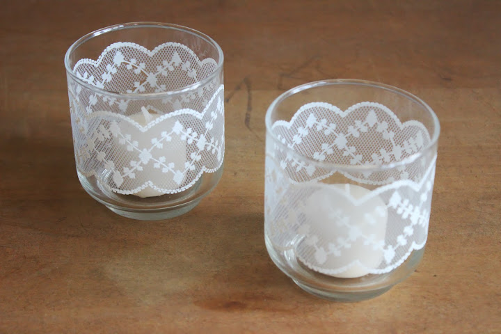 Lace votives from the rental inventory of www.momentarilyyours.com, $1.50 each.