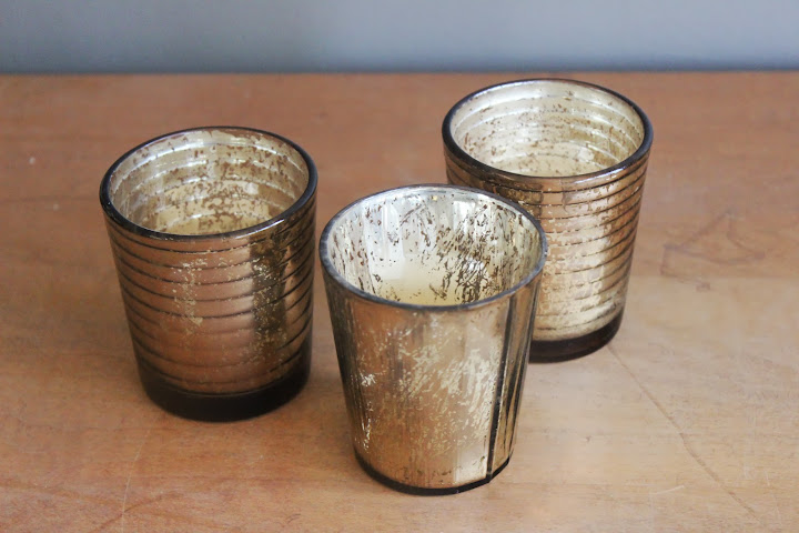Copper mercury glass votives available for rent from www.momentarilyyours.com, $1.50.