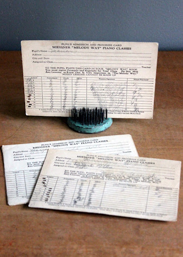 Vintage piano practice cards from the rental inventory of www.momentarilyyours.com, $0.50 each.