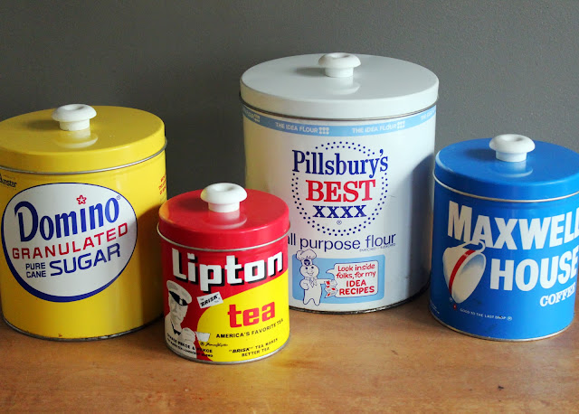 Set of retro food tins available for rent from www.momentarilyyours.com, $3.