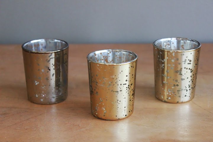 Champagne mercury glass votives available for rent from www.momentarilyyours.com, $1.