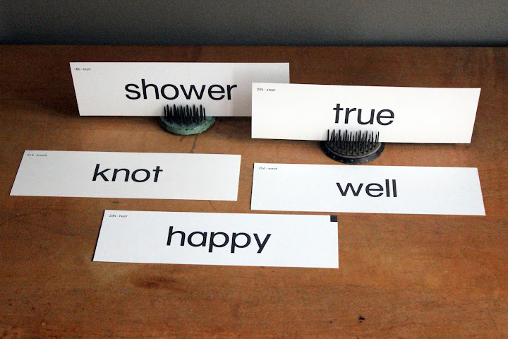 Word flashcards from the rental inventory of www.momentarilyyours.com, $1.00 each.