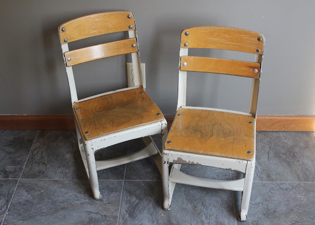 Child's school chairs from the rental inventory of www.momentarilyyours.com, $6.00 each.
