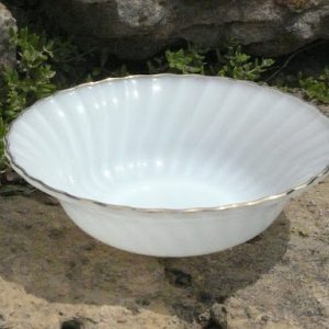 Fire King Milk Glass Ripple China Bowl