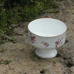Gold-Rimmed Rose China Footed Cup
