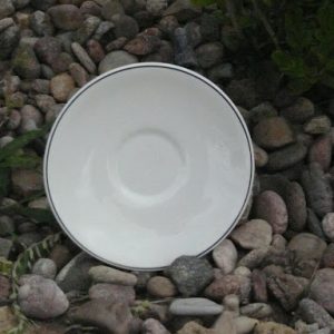 Silver-Rimmed Off-White China Saucers