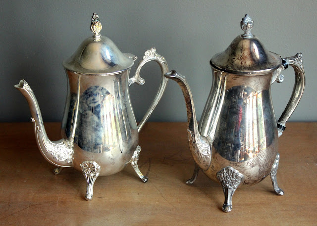 Footed silver teapot available for rent from www.momentarilyyours.com, $3 each.