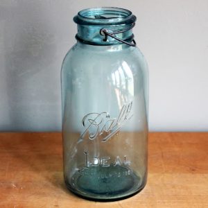 Half Gallon Blue Mason Jar with Wire Closure