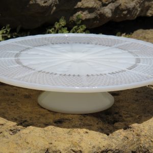 Gold-Leaf Milk Glass Cake Stand