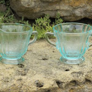 Blue Depression Glass Creamer & Sugar Set