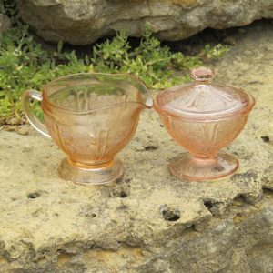 Pink Depression Glass Creamer & Sugar