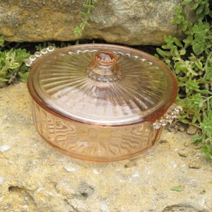 Pink Depression Glass Candy Dish With Lid