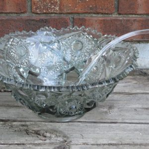 Crystal Sun Punch Bowl and Ladle
