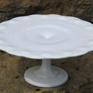 Teardrop Milk Glass Cake Stand