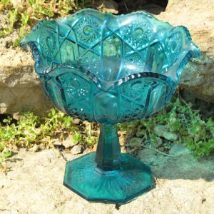 Large Aqua Blue Pedestal Bowls