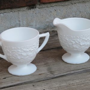 Milk Glass Creamer & Sugar Set