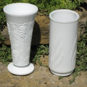 Wide-Mouth Milk Glass Vases