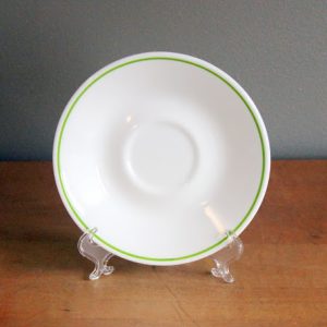 Corelle Lime Green-Rimmed China Saucers