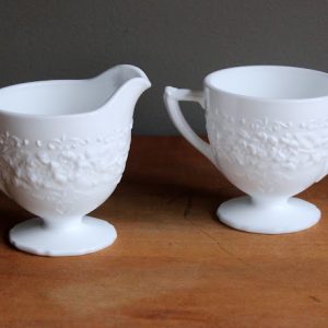 Milk Glass Cream and Sugar Set