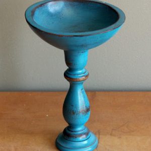 Wooden Blue Pedestal Bowl