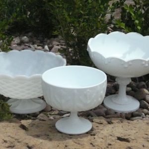 Large Milk Glass Pedestal Bowls