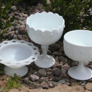 Small Milk Glass Pedestal Bowls
