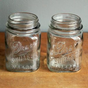 Square Pint-Sized Antique Mason Jars